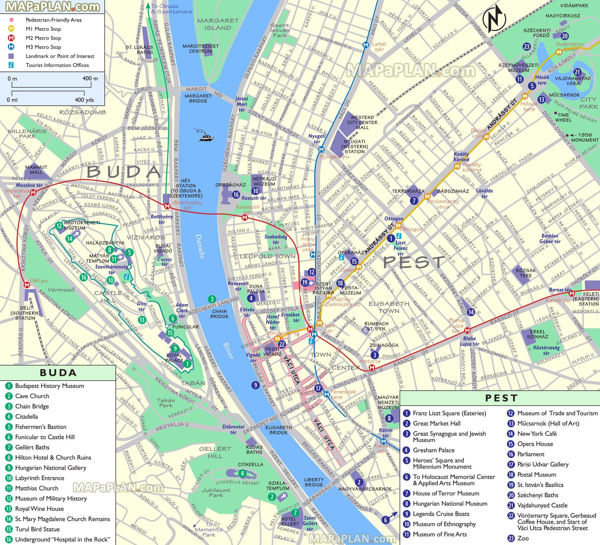 Map Of Budapest Tourist Attractions And Monuments Of Budapest