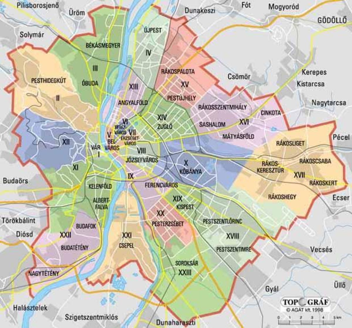 Budapest district map